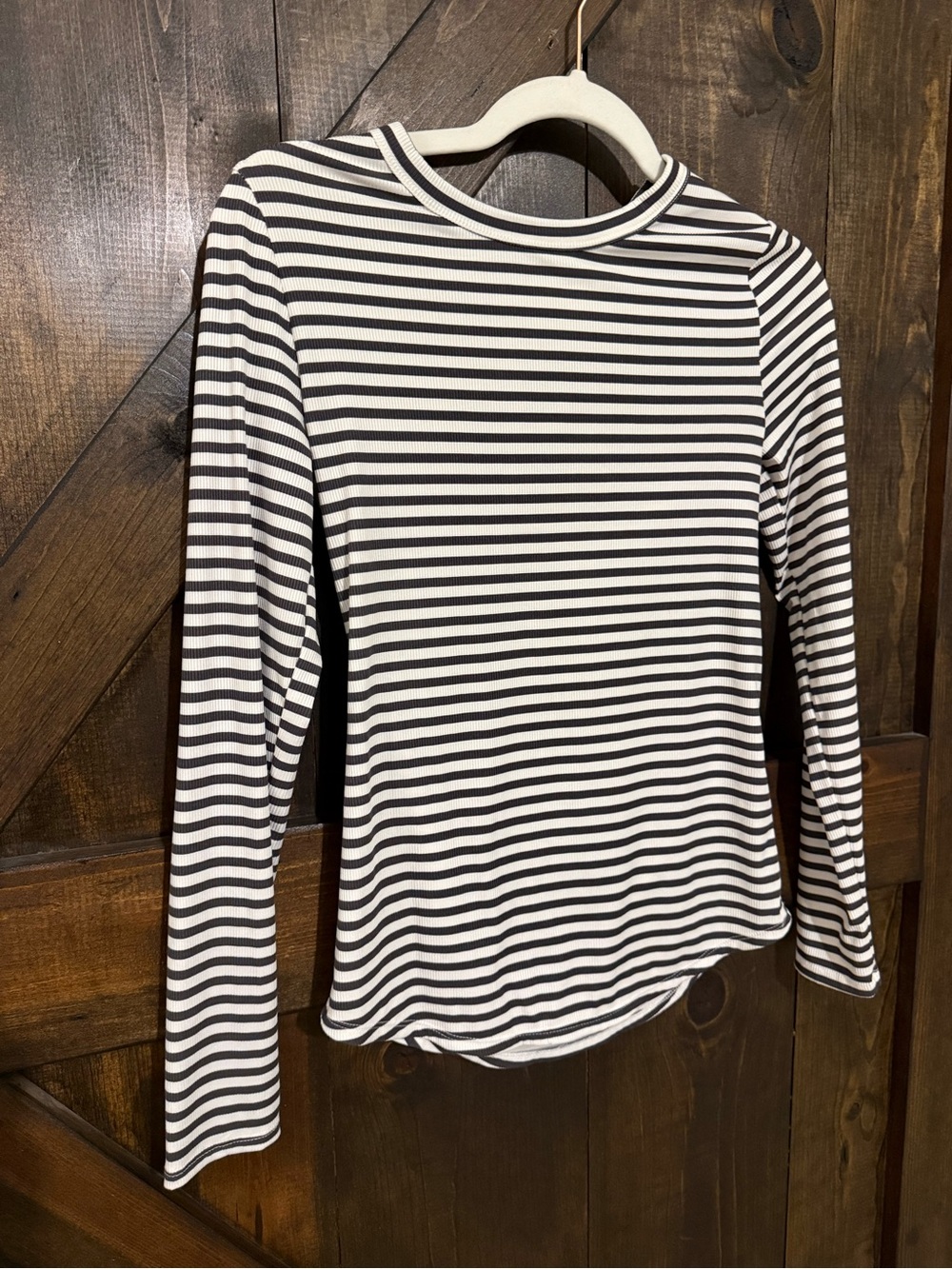 No Boundaries Black & White Striped Long-Sleeve Tee